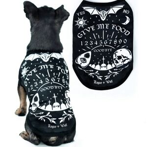 Rogue + Wolf “Give Me Food” Ouija Pet Vest – Gothic Black White Vegan Dog Cat
